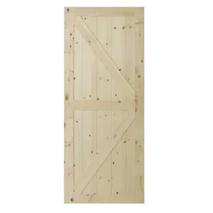إطار على شكل حرف K مقاس 28 × 84 بوصة ، لوح خشبي صلب من خشب الصنوبر يمكنك تركيبه بنفسك ، باب خشبي للحظيرة المنزلقة