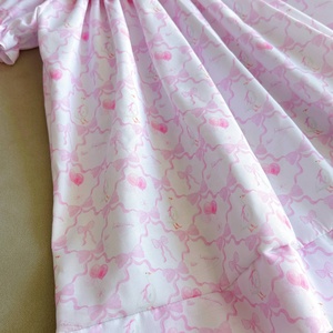 Vestito Estivo in Cotone per Bambine con Collo Tondo, Smock Fatto a Mano, Fiocco <span class=keywords><strong>Rosso</strong></span>, Stampa Floreale e Maniche a Volant - Product Image 4
