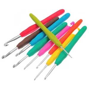 Agujas de tejer con mango de silicona, <span class=keywords><strong>Kit</strong></span> de agujas de ganchillo de 2-6mm para manualidades DIY, accesorios coloridos, herramienta Multicolor, 9 Uds. - Product Image 1