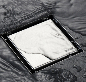 4Inch SUS304 Stainless Stess Square Shower <strong>Floor</strong> <strong>Drain</strong> With Tile <strong>Insert</strong> <strong>Invisible</strong> Grate Cover Stainer Brushed Bathroom Drainer - Product Image 2