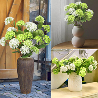 Fleurs artificielles Hortensias - Fleurs en soie de 27,5 pouces de long avec 3 fleurs au toucher réel, Viburnum boule de neige pour la décoration de mariage et de la maison