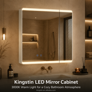 Kingstin Mueble Espejo LED Baño Lujo Personalizable Antivaho Regulable Almacenamiento Ajustable Negro Mate - Product Image 2