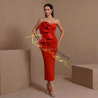 Robe bandage rouge sans manches à fleurs 3D Ocstrade Fashion, à une épaule, bretelles spaghetti, simple, décontractée, pour l'été, pour femmes
