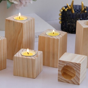 Atacado Coluna Quadrada Minimalista Titular De Vela De Madeira Minimalista Chá Luz Candle Holder T Conjunto de <span class=keywords><strong>3</strong></span> Sem Copo ou Vidro - Product Image 5