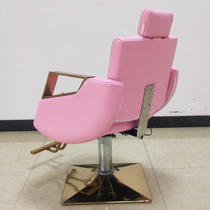 Fauteuil de barbier en cuir PU rose, robuste, avec pompe hydraulique et design pliable, pour l'école et les salons - Product Image 2