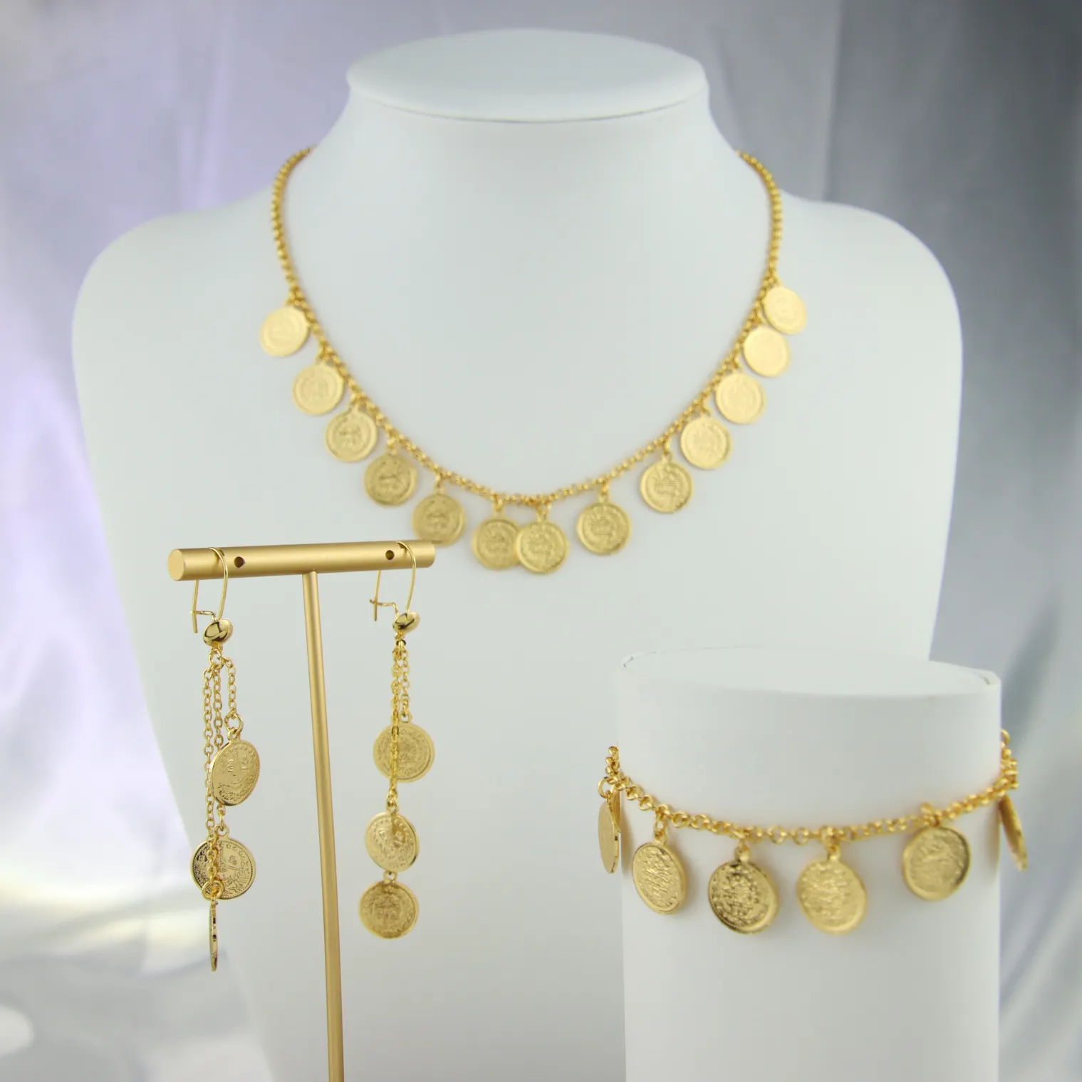 High Quality Fashion Jewelry Sets Coin Jewelry Necklace Brazilian Jewelry Set 18k Gold Plated