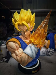 Busto de Resina de Super Saiyan Goku, Figura Coleccionable de <span class=keywords><strong>Dragon</strong></span> <span class=keywords><strong>Ball</strong></span> Z Pintada a Mano con Base de Exhibición con Logotipo - Product Image 5
