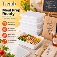 Trendz Personnalisé Canne À Sucre Bagasee Restaurant à Aller Récipient De Nourriture Écologique Jetable Biodégradable Compagnie Aérienne Repas Boîte À Lunch