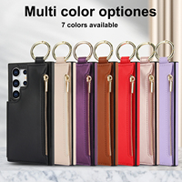 Étui de luxe en similicuir avec porte-cartes et anneau support pour Samsung Galaxy S25 Ultra, S24 Plus, S23, S22, Note20, A51, A73, A16