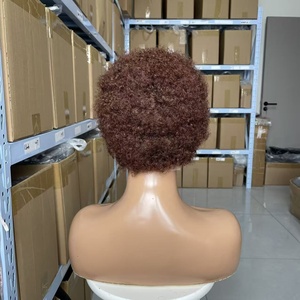 Perruques Courtes Populaires en <span class=keywords><strong>Cheveux</strong></span> Brésiliens Bouclés Africains avec Dentelle Frontale 13x4 pour Femmes Noires - Product Image 5