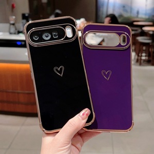 Street Fashion Soft TPU Galvanizado Color sólido con Love Heart Pattern Funda protectora para <span class=keywords><strong>Google</strong></span> Pixel 10 Pixel 9 Pro XL - Product Image 2