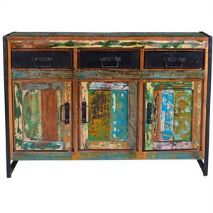 Aparador de Madera Reciclada de Estilo Contemporáneo, Muebles Modernos de Lujo, Inspiración Vintage, Estilo Rústico, para Comedor o Sala de Estar, Almacenamiento de Hierro - Product Image 3