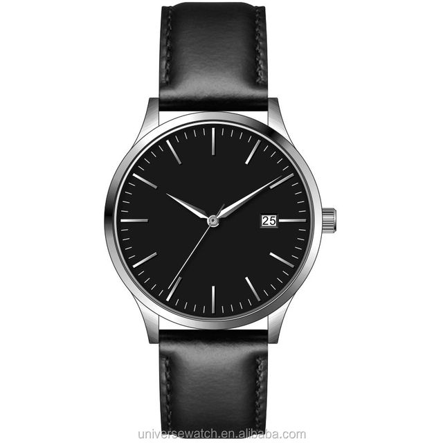 Good Quality Factory Wholesale Custom Your Own Watch for Men with Stainless Steel Case and Leather Strap 50m Waterproof U2834
