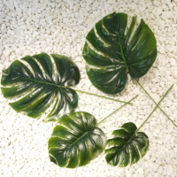 Dekorasi Ruangan Multi Ukuran Daun Monstera Buatan Hijau Cabang Monstera Palsu Dekorasi Acara Natal Liburan Pernikahan Ulang Tahun Pesta