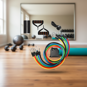 Ensemble de bandes de résistance robustes 11 pièces avec ancre de porte, poignées et sangles de cheville jusqu'à 100 lb pour entraînement de fitness - Product Image 2