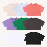 T-shirt court pour femme, design personnalisé, uni, manches courtes, coton 210 GSM, coupe ample, style Spice Girl, taille haute