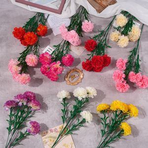 Artificial Carnations Mixed Color 5-Headed Silk <b>Flower</b> Realistic Wedding Home Decor - Product Image 1