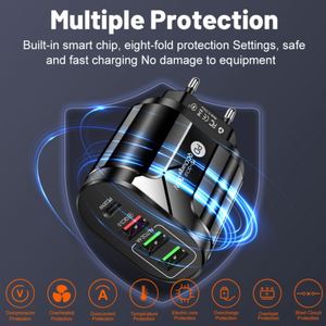 <b>Smart</b> QC3.0 35W Single U 5V/9V/12V Fast Travel Wall Charger with Type-C & 3 USB Ports for Cell Phones and Laptops - Product Image 2