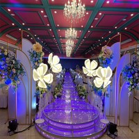 Promotion : Pivoine LED blanche lumineuse pour allée, accessoires de mariage et décoration d'événements, guide lumineux électrique avec alimentation CA