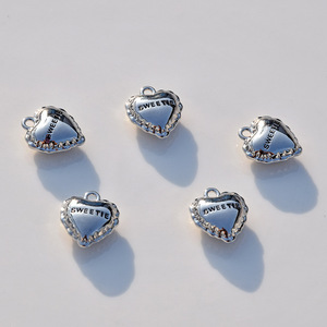 Alloy Heart Pendant <b>Sweetie</b> Engraved Gold Silver Color DIY Jewelry Findings for Earrings Necklace Making 10pcs - Product Image 3