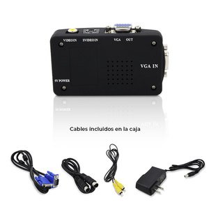 Adaptateur convertisseur de signal vidéo S-Video vers VGA avec tous les câbles inclus pour caméscope ancien ou sortie de console de jeu - Product Image 1