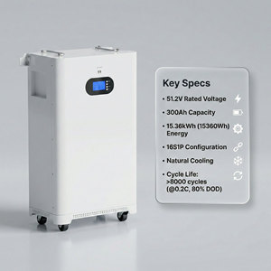 Dubai Stock 51.2V 15kwh LiFePO4 Home <b>Backup</b> <b>Battery</b> 15kWh Floor Standing Storage Cabinet With Wheels CE 10 Years Warranty - Product Image 4