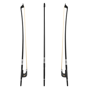 Archet de <span class=keywords><strong>contrebasse</strong></span> 4/4 assorti, bien équilibré, en pernambuco, fibre de carbone et bois de Brésil avec de vrais crins de cheval de Mongolie, allemand et français - Product Image 6