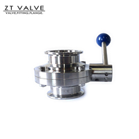 Pegangan 304 316L Dn150 250 300 6 "Clamped/berulir/lasan Tri Clamp Ferrule Stainless Steel sanitasi butterfly Valve