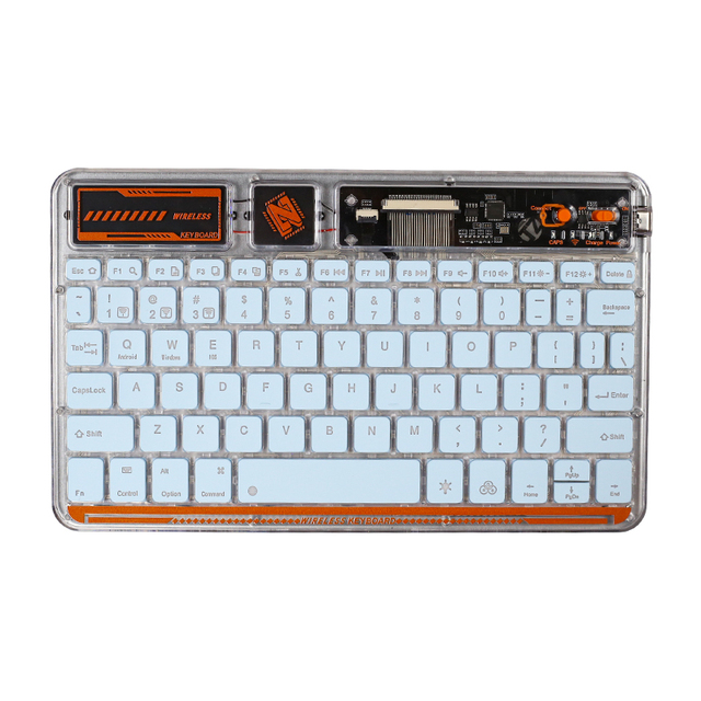 78pcs Buttons New Transparent Ultra Slim Multimedia Rechargeable Wireless BT Backlight Keyboard