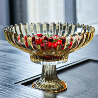 Assiette à fruits en verre Prix d'usine Bar Restaurant Cuisine à domicile Plat de mariage Assiette à fruits en verre à pied haut