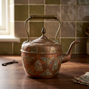 Vintage Metal Tea Kettle With <b>Lid</b> And Metal Handle Decorative Pattern Water <b>Pot</b> - Product Image 6