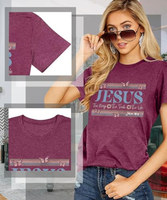 OEM ODM Damen Jesus-Kreuz Grafik-T-Shirt Bibelvers-Shirts Christliches Religiöses T-Shirt Lässiges Kurzarm-T-Shirt Geschenk für Jesus-Anhänger