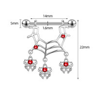 Anillos de pezón de telaraña de 14G al por mayor circonita roja con rosca externa piercing de pezón joyería