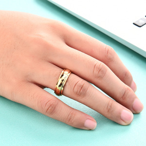 Bague rotative en acier inoxydable 6 mm, bague de couple à facettes pour femme, bijoux de fiançailles, design géométrique, couleur or acier - Product Image 2