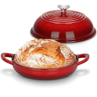 Cocotte néerlandaise 5QT en fonte émaillée, moule à pain avec couvercle, revêtement antiadhésif, poignées à boucle, compatible cuisinière et four