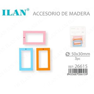 กรอบไม้ทรงสี่เหลี่ยม ILAN ขนาด 50x30 มม. 3 ชิ้น อุปกรณ์งานฝีมือ - Product Image 3
