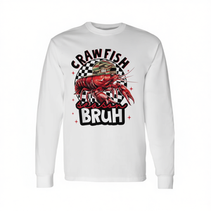 Maglietta a maniche lunghe Louisiana Crawfish, girocollo unisex, con grafica a tema frutti di mare della cultura cajun - Product Image 3