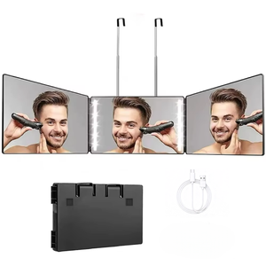 Miroir <span class=keywords><strong>de</strong></span> maquillage en gros, miroir <span class=keywords><strong>de</strong></span> vanité LED pliable à trois volets, miroir cosmétique portable <span class=keywords><strong>de</strong></span> bureau pour le rasage - Product Image 2
