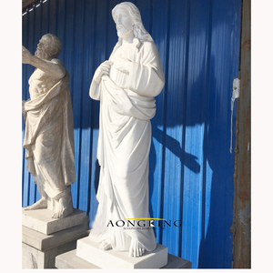 Estatua de Jesucristo Resucitado en Mármol Blanco para Decoración de Jardín - Product Image 4