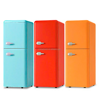Réfrigérateur compact rétro de style vintage coloré 169L à 2 portes pour appartements studio