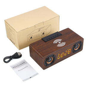 Đồng Hồ Báo Thức Dài BT/AUX/TF/USB Đài FM Bằng Gỗ Di Động Đa Chức Năng Sạc Không Dây Loa Đồng Hồ <span class=keywords><strong>Radio</strong></span> - Product Image 4