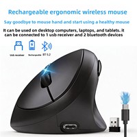 Souris sans fil verticale ergonomique en forme d'œuf avec capteur optique, recharge USB, double mode, silencieuse, pour le bureau
