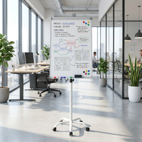 Chevalet de présentation magnétique réglable en hauteur en métal avec support, surface laquée/émaillée, pliable