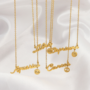 Nuevo Diseño de Collar <span class=keywords><strong>con</strong></span> Horóscopo, Collar <span class=keywords><strong>con</strong></span> Nombre para Mujeres y Niñas, Collar <span class=keywords><strong>con</strong></span> Signo del Zodiaco, Joyería de Acero Inoxidable - Product Image 1