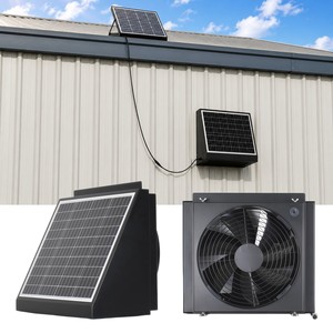Ventilateur <span class=keywords><strong>d</strong></span>'extraction solaire mural 65W sans câblage pour conteneur, maison préfabriquée, grenier, ventilateur <span class=keywords><strong>extracteur</strong></span> <span class=keywords><strong>d</strong></span>'<span class=keywords><strong>air</strong></span> <span class=keywords><strong>chaud</strong></span> DC avec système de batterie - Product Image 1