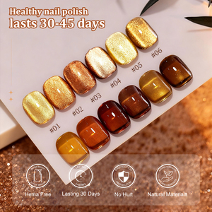 Set de Esmalte de Uñas en Gel UV Ojo de Gato Magnético Miss Gooey 8ml, 6 Colores Ámbar <span class=keywords><strong>Dorado</strong></span> Brillante, Marca Propia OEM - Product Image 2