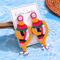 Belle crabe homard conque boucles d'oreilles Boho tressé à la main riz perlé boucles d'oreilles boucle léger boucles d'oreilles été plage amusant bijoux