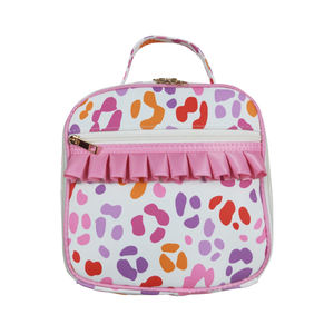 NO quantité minimale de commande RTS Enfants Bébé Fille Léopard Boîte À Lunch Polyester Préscolaire Sacs À Lunch avec Fermeture À Glissière - Product Image 1