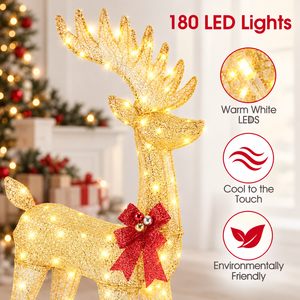 4ft 3D <b>LED</b> <b>Christmas</b> Reindeer with Sleigh PVC Material IP65 Waterproof Outdoor Lights for Holiday Yard <b>Decoration</b> - Product Image 2