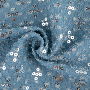 Vải denim cotton twill cao cấp phối sequin thêu, thiết kế mới nhất, màu bạc pha xước, sang trọng, dùng cho giày dép, áo khoác - Product Image 3